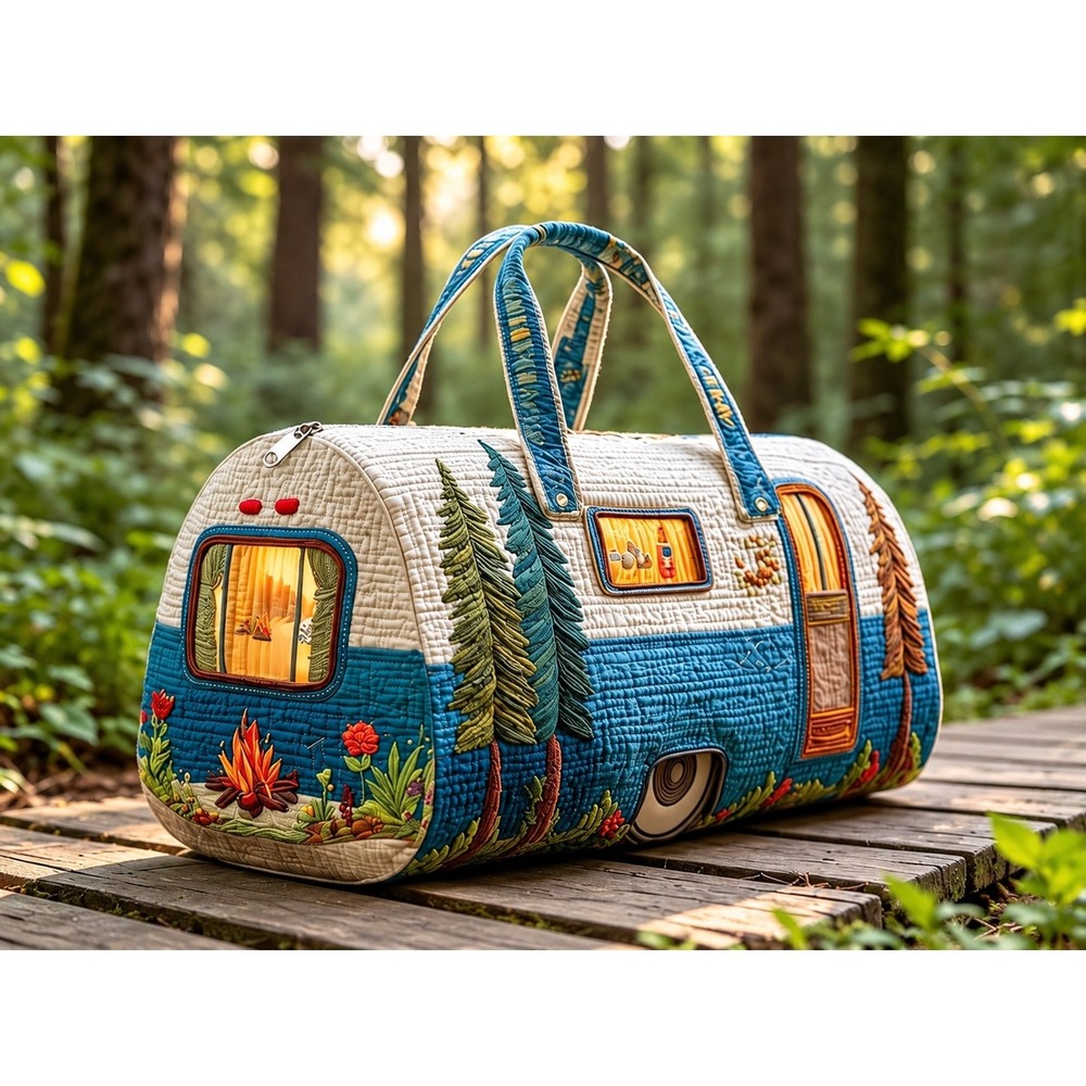 NEW Quilted Camper RV Duffle Bag Weekender Travel Tote Camping Glamping Cabin
